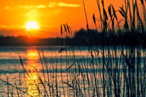 Sunset over the finger lakes of new york