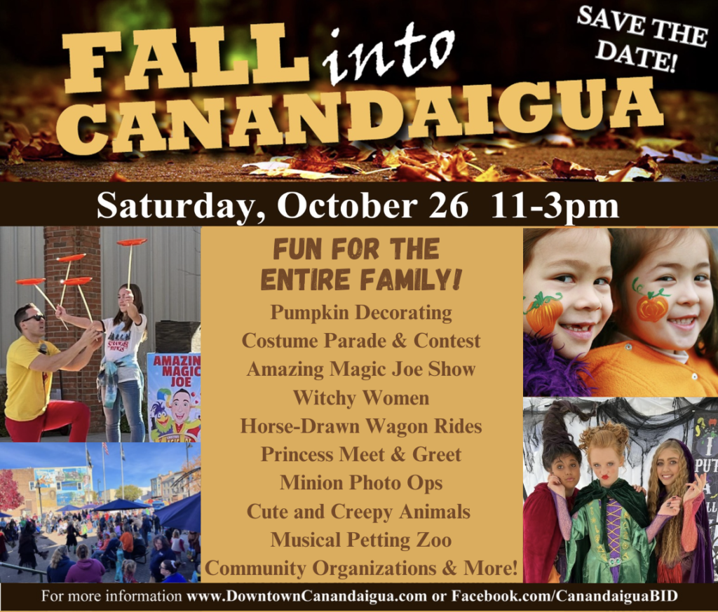 Fall Into Canandaigua is a beloved annual event in Canandaigua, NY. This family-friendly festival features a variety of activities, from live entertainment to vendor booths and delicious food.
