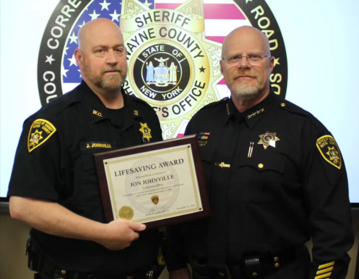 A Wayne County corrections officer was recognized for his heroic actions in saving the life of an inmate during a January 2022 incident at the Wayne County Jail.