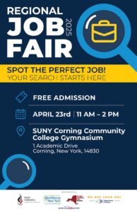 Looking for a new career opportunity? SUNY Corning Community College's Regional Job Fair today might have the perfect job for you.