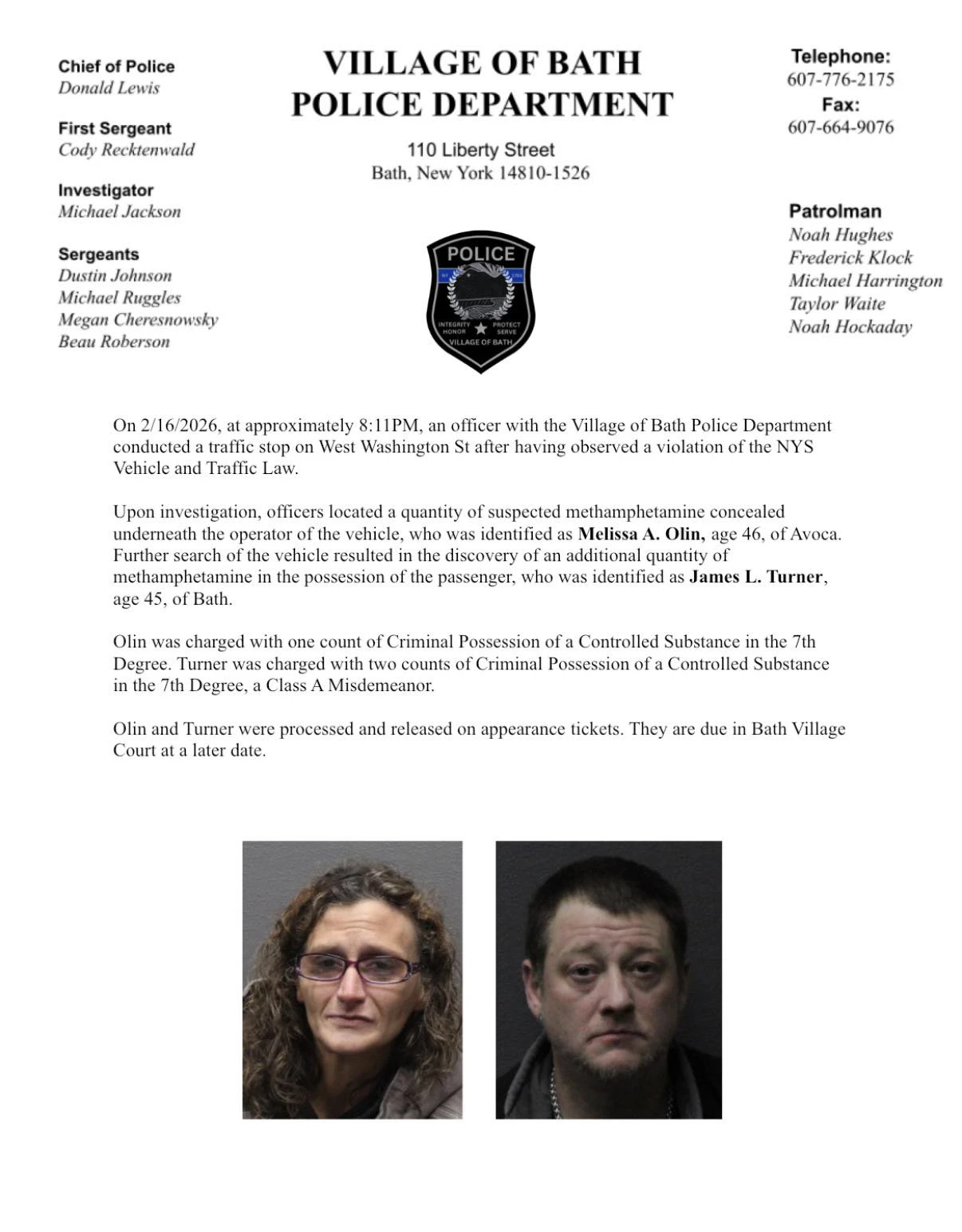 Bath Police Charge Two After Traffic Stop Yields Suspected ...